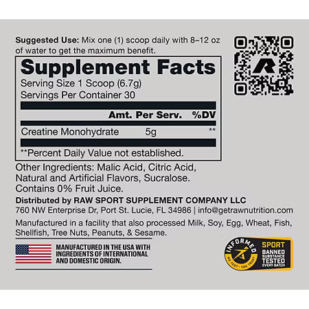 RAW Premium Creatine Sam Sulek Edition - White Cherry 30 Servings