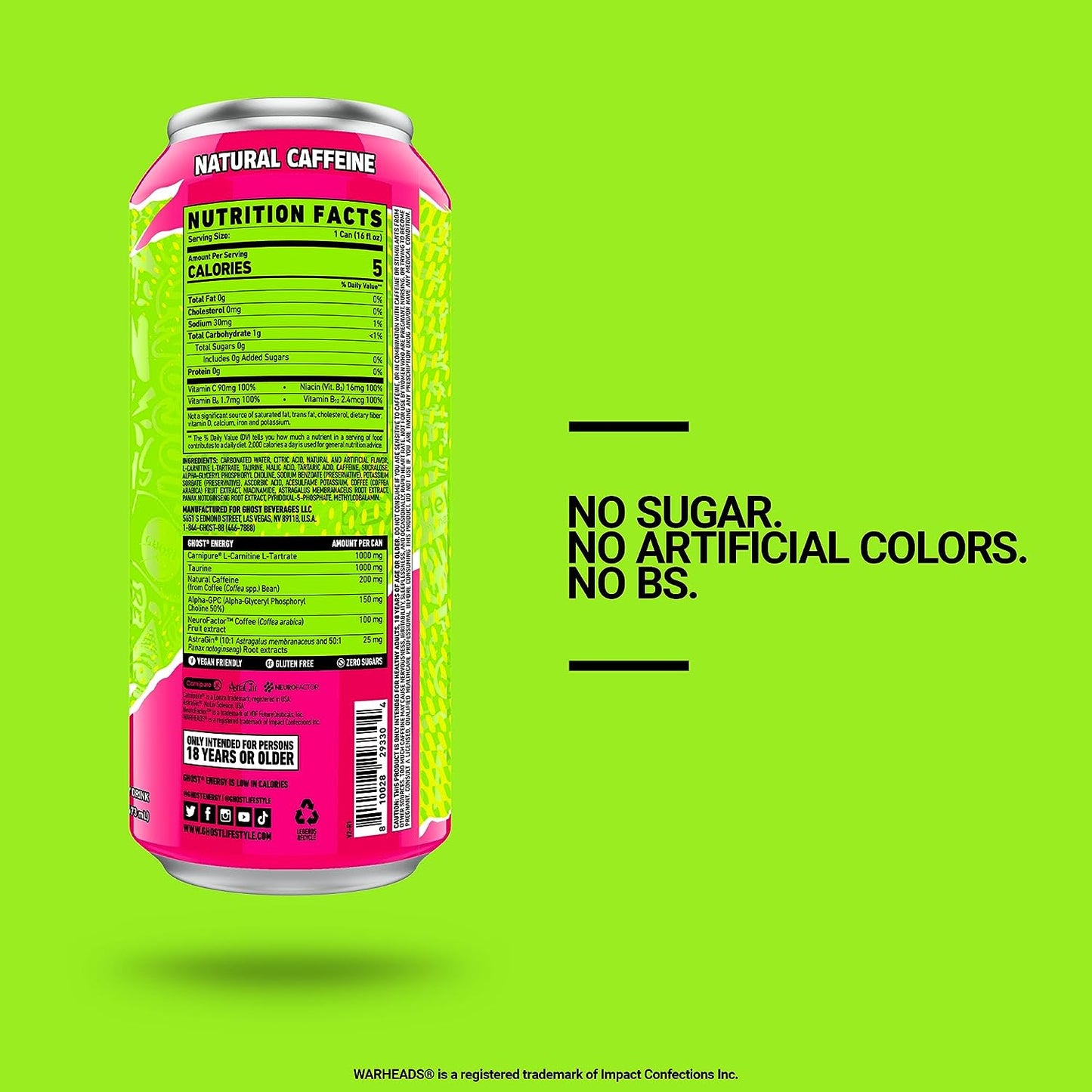Ghost - Energy Drink Warheads Sour Watermelon 473 ml