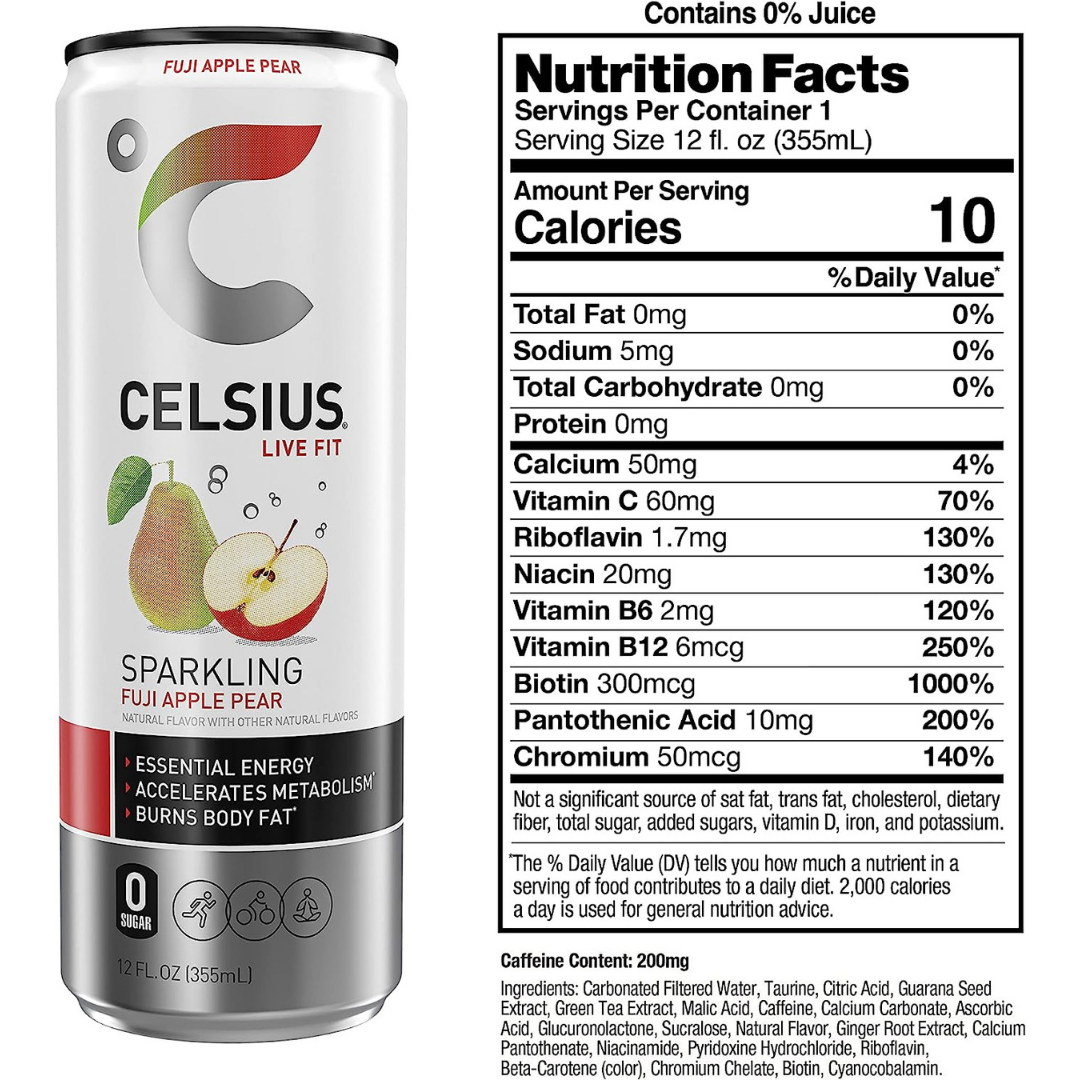 CELSIUS - Sparkling Drink Fuji Apple Pear 355ml