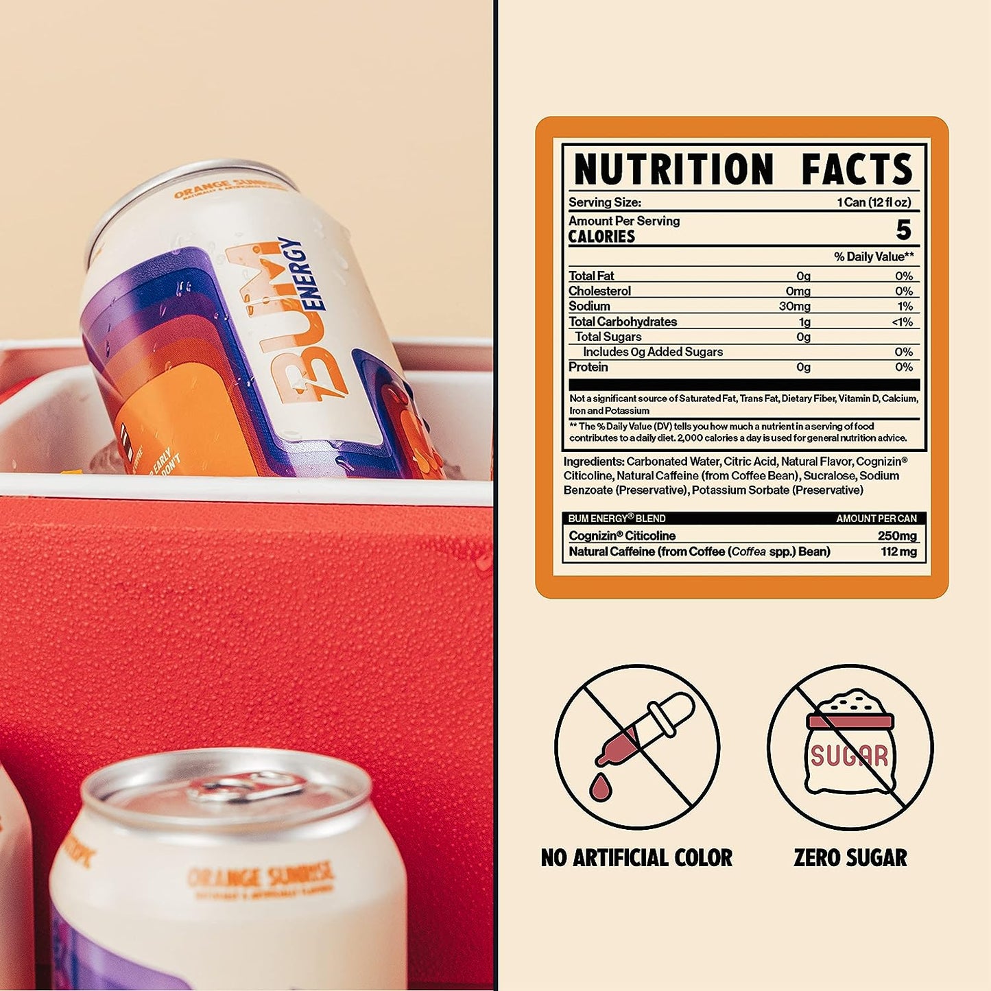 RAW - BUM Energy Drink Orange Sunrise 355 ml