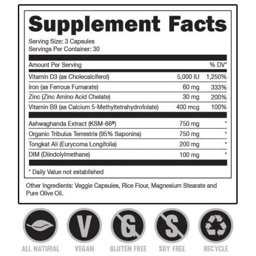BUCKED Up - Testosterone Booster 90 Capsules