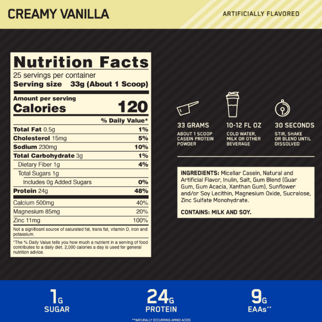 Casein Gold Standard - Creamy Vanilla 1.8 kg