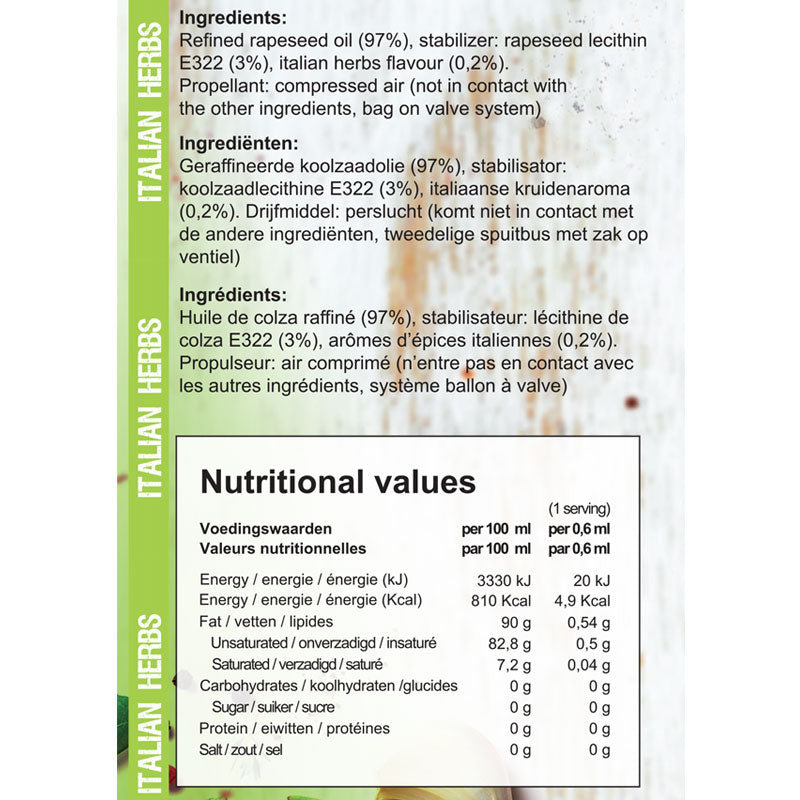 Rabeko - Zero Cooking Spray Italian Herbs 200 ml