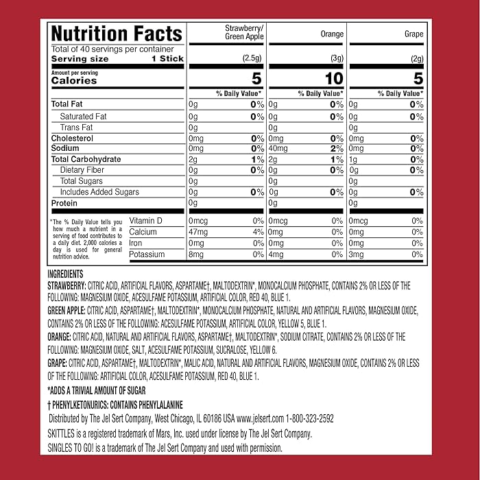 Skittles - Singles to Go Drink Mix 20 Sticks