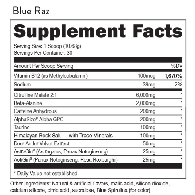 Bucked Up - Pre-Workout Blue Raz 320 g