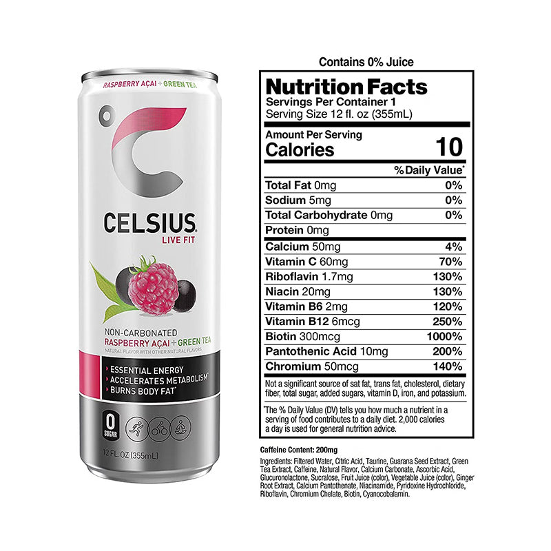 CELSIUS - Sparkling Drink Raspberry Acai Green Tea 355ml