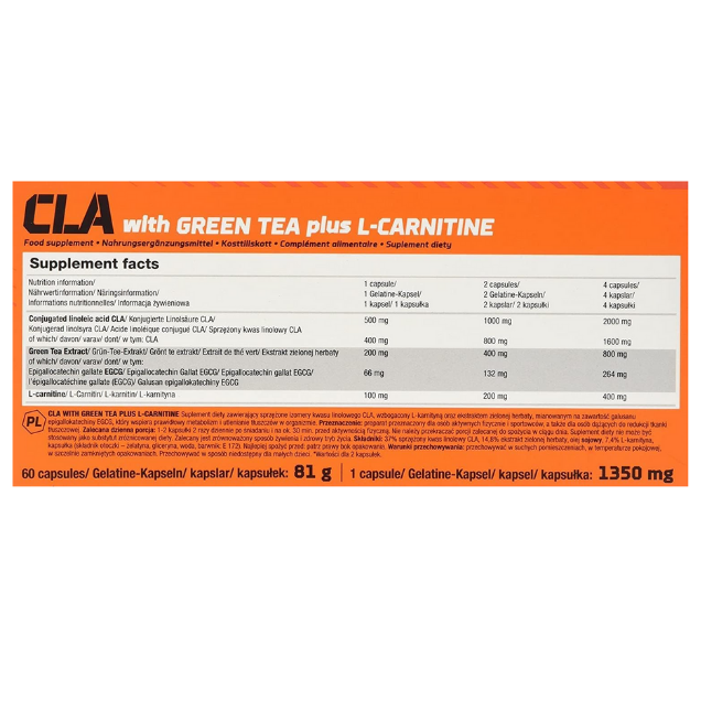 Olimp - CLA with Green Tea Plus L-Carnitine 60 Capsules