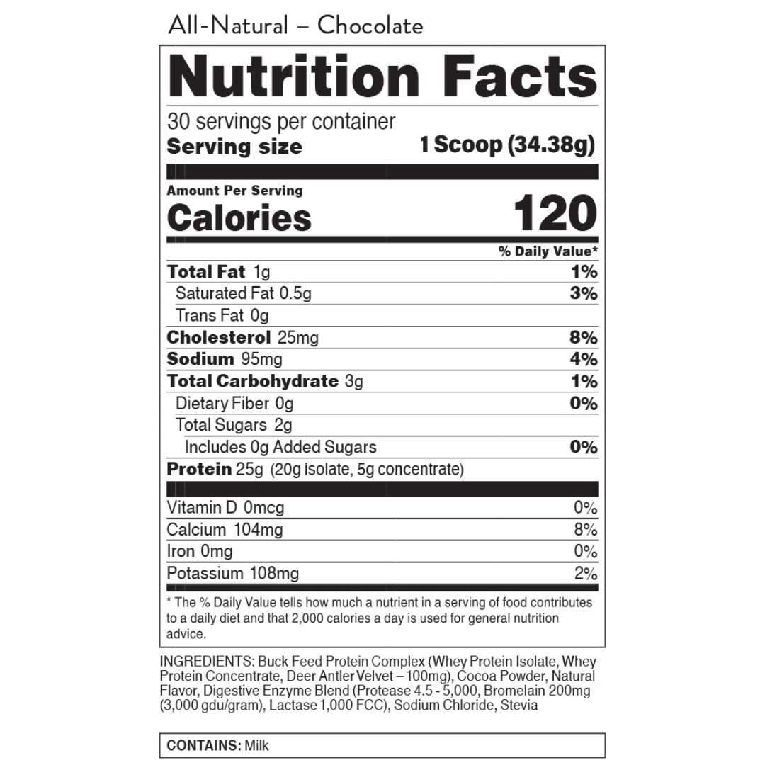 BUCKED Up - Buck Feed Original Protein Chocolate 1 kg