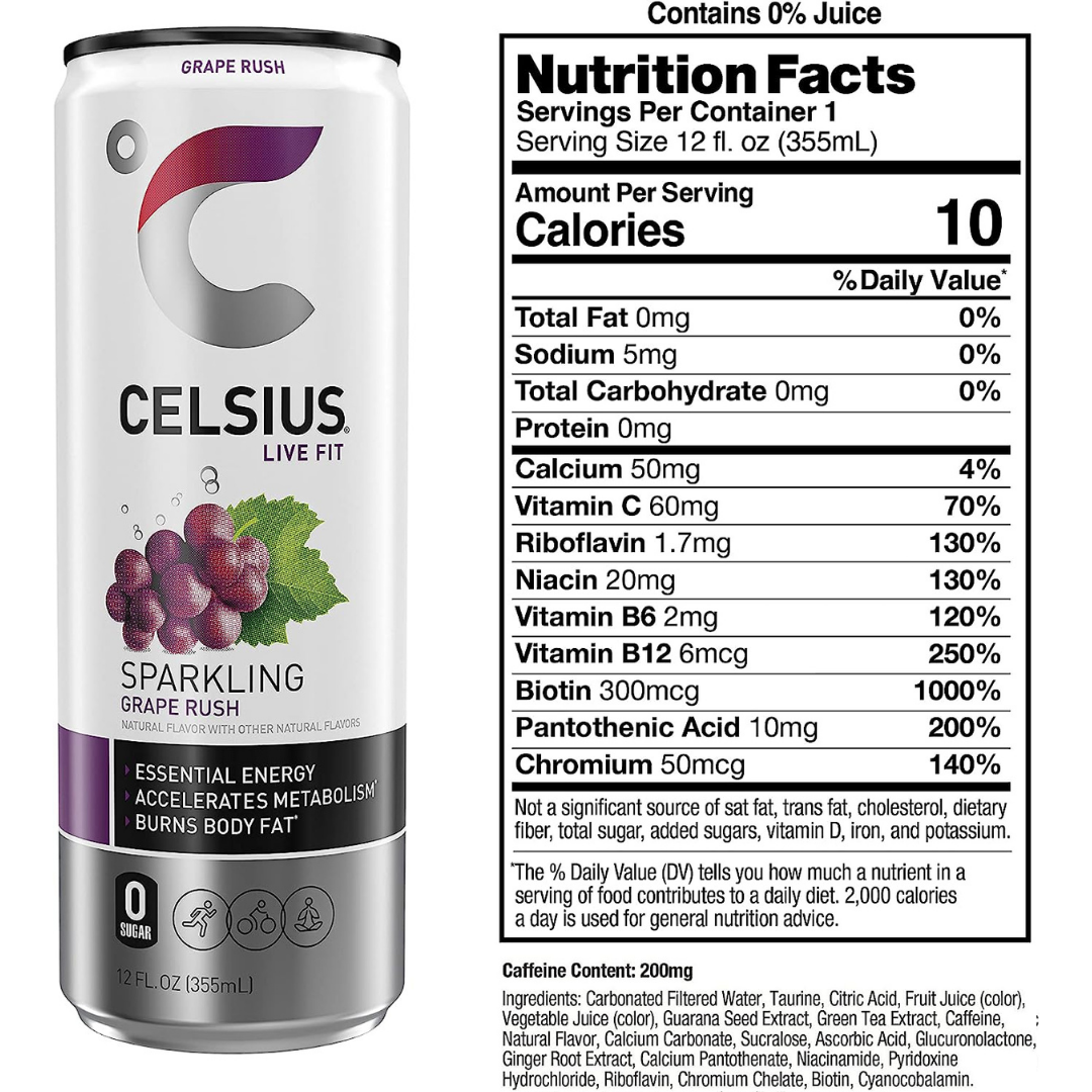 CELSIUS - Sparkling Drink Grape Rush 355ml
