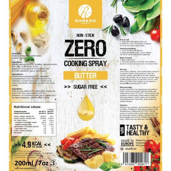 Rabeko - Zero Cooking Spray Butter 200 ml