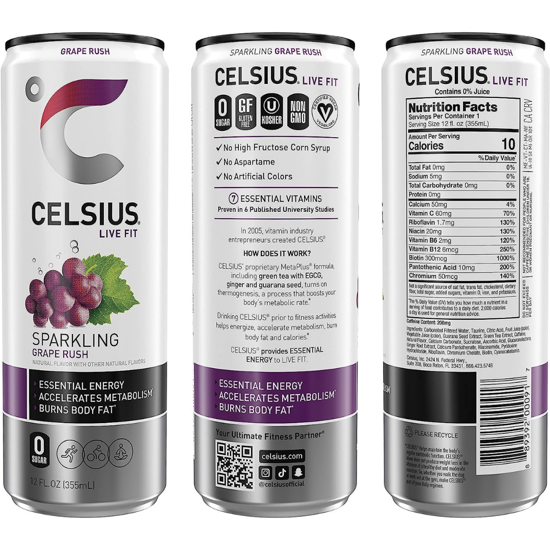 CELSIUS - Sparkling Drink Grape Rush 355ml