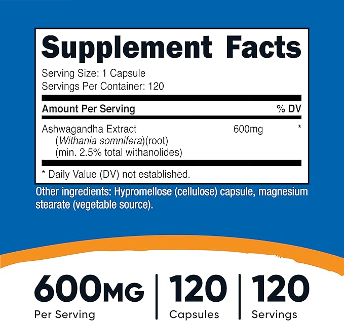 Nutricost Ashwagandha Herbal Supplement 600mg, 120 Capsules
