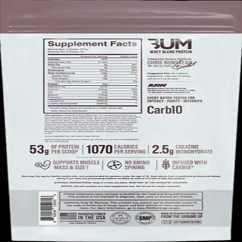 RAW CBUM MASS GAINER Cookie and Cream 12 LBS 20 Serving