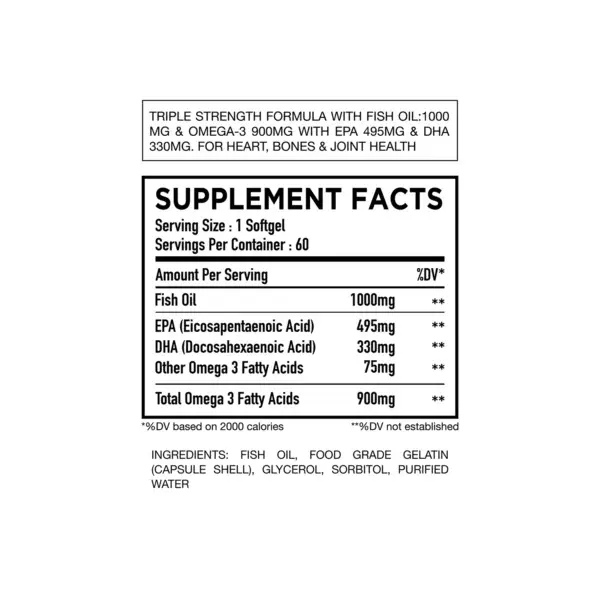 HC Nutrition Double Strength Omega 3 Fish Oil 60 Softgels