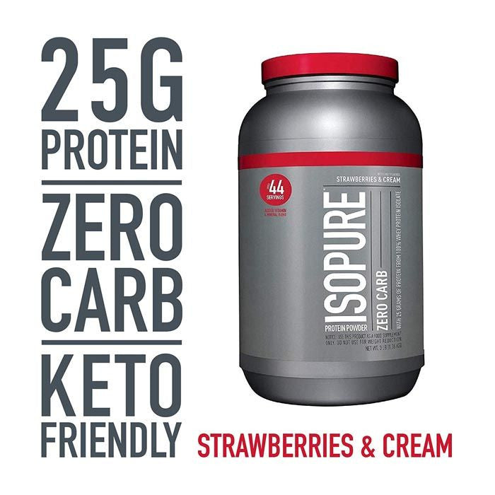 Isopure - Zero Carb Protein Powder Strawberry & Cream 1.36kg