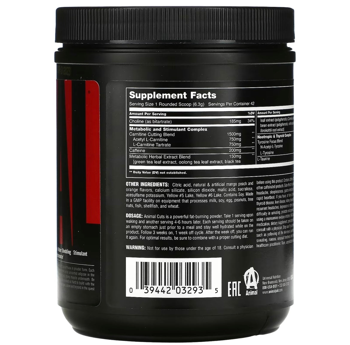 Universal - animal cuts powder - orange mango / 42 servings