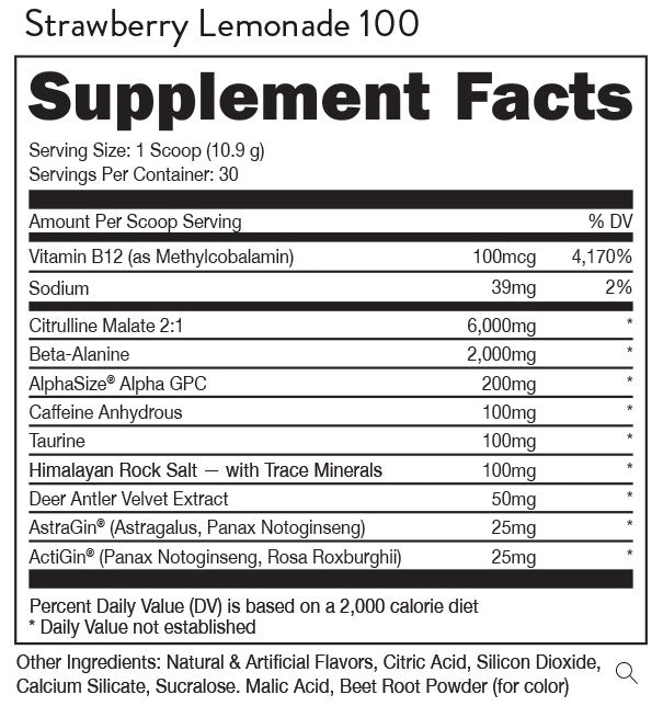 Bucked up Pre – Workout – 100 Series Strawberry Lemonade 100