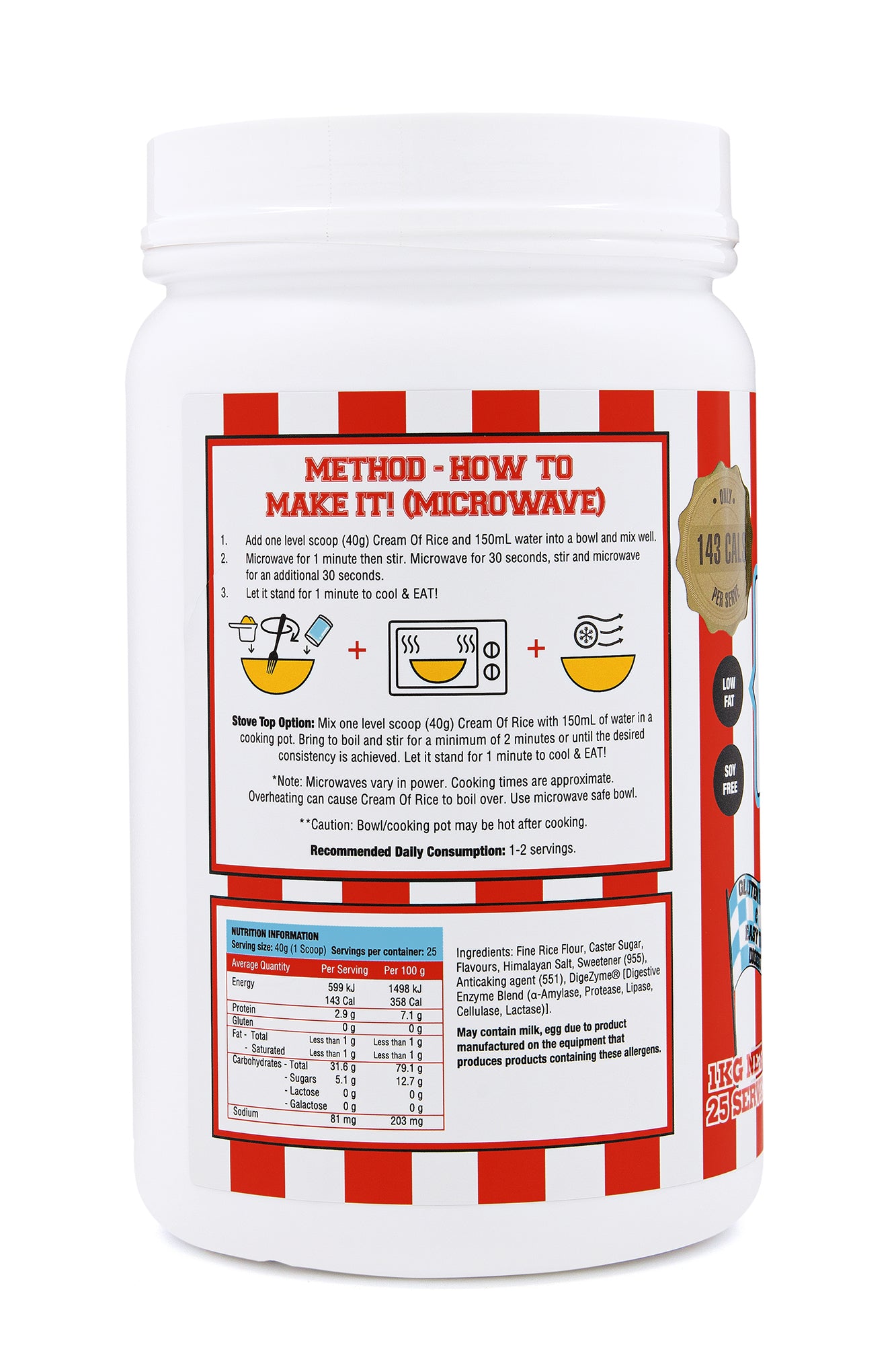 SWEET CREAM OF RICE (Carbohydrates) – Coconut Vanilla 1kg
