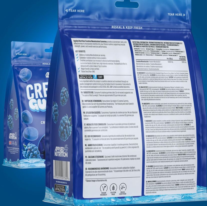 Pure Creatine Gummies Blue Raspberry (20 Servings)