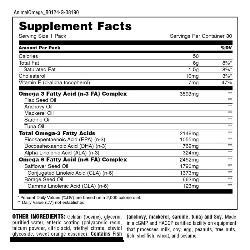 Animal Advanced Omega 3 Pill Packs - 30 Packs