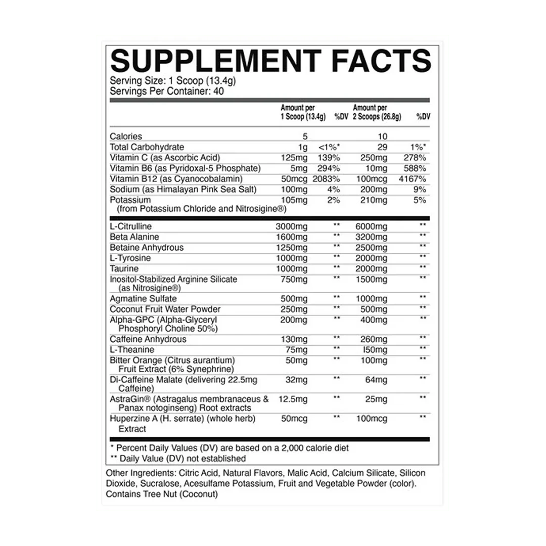Raw Nutrition - Thuper Thavage Pre-Workout White cheery 20 serving
