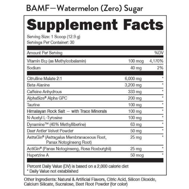 Bucked Up - BAMF Pre-Workout Watermelon Zero Sugar 384 g