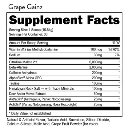 Bucked Up - Pre-Workout Grape Gainz 314 g