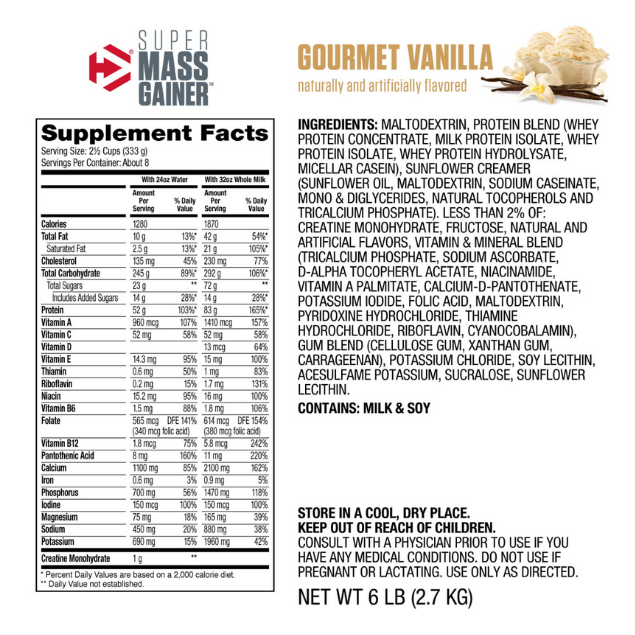 Dymatize Mass gainer - Gourmet Vanilla 2.7 kg
