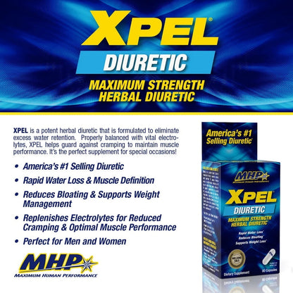 MHP - Xpel Maximum Strength Diuretic Water Pills 80 Capsules