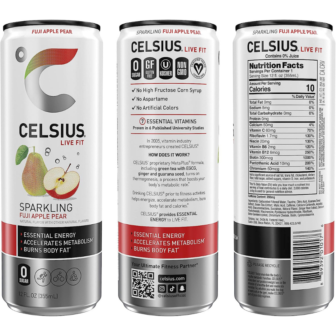 CELSIUS - Sparkling Drink Fuji Apple Pear 355ml
