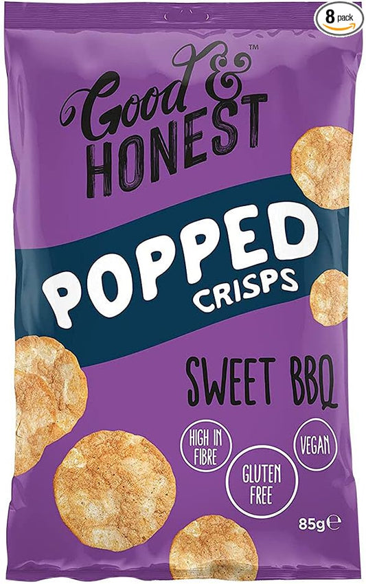 Good & Honest Popped Crisps Gluten Free Pub Snacks - Sea Salt Flavor, 24 x 23g
