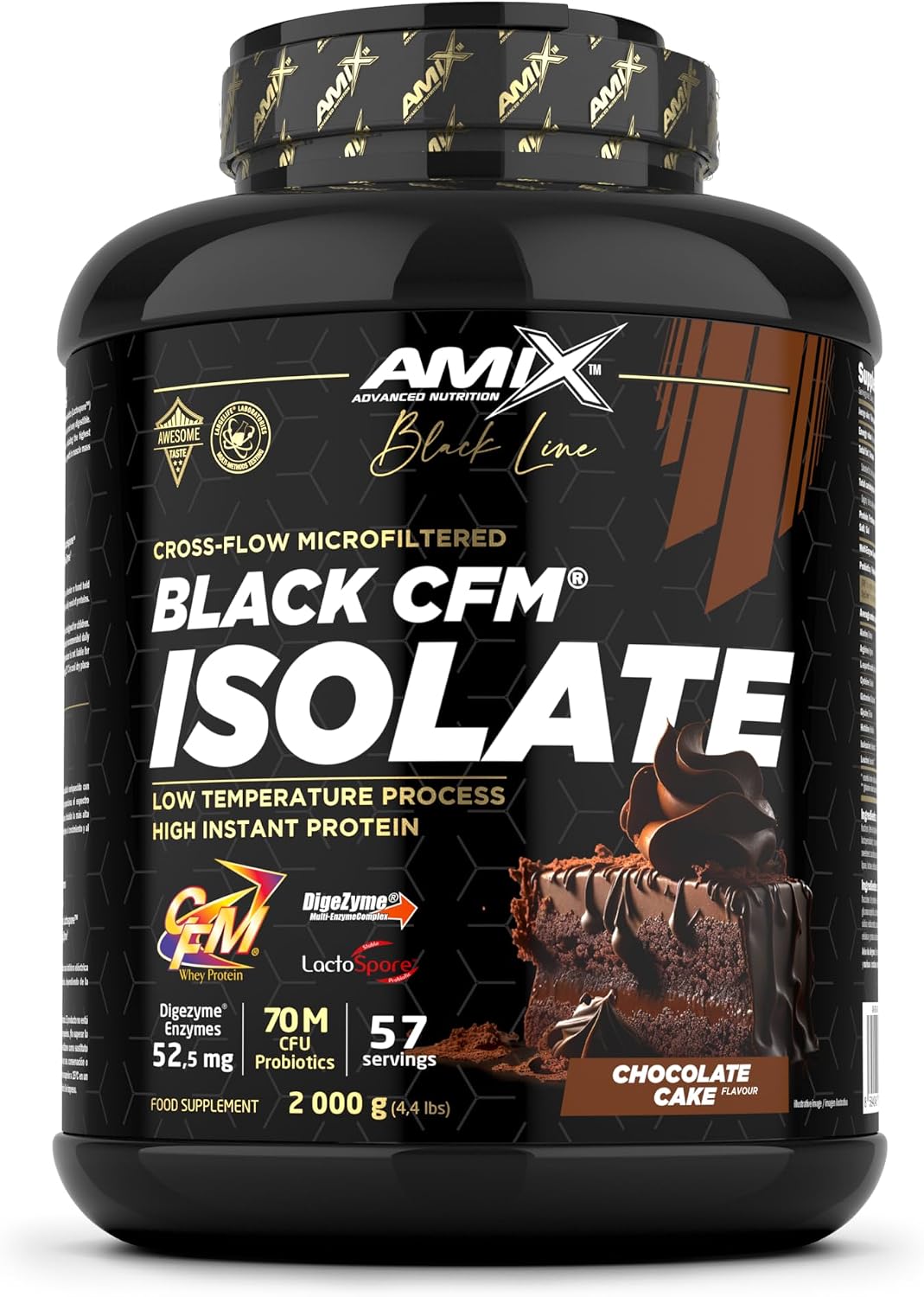 Amix BLACK CFM ISOLATE Protein - 2kg - Chocolate Cake Flavor