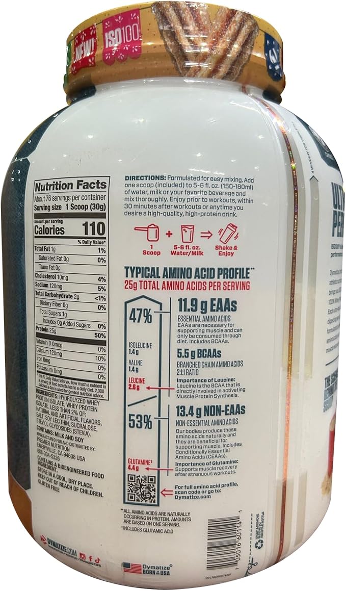 Dymatize ISO100 Hydrolyzed Protein Powder, 5 lb Cinnamon Churro