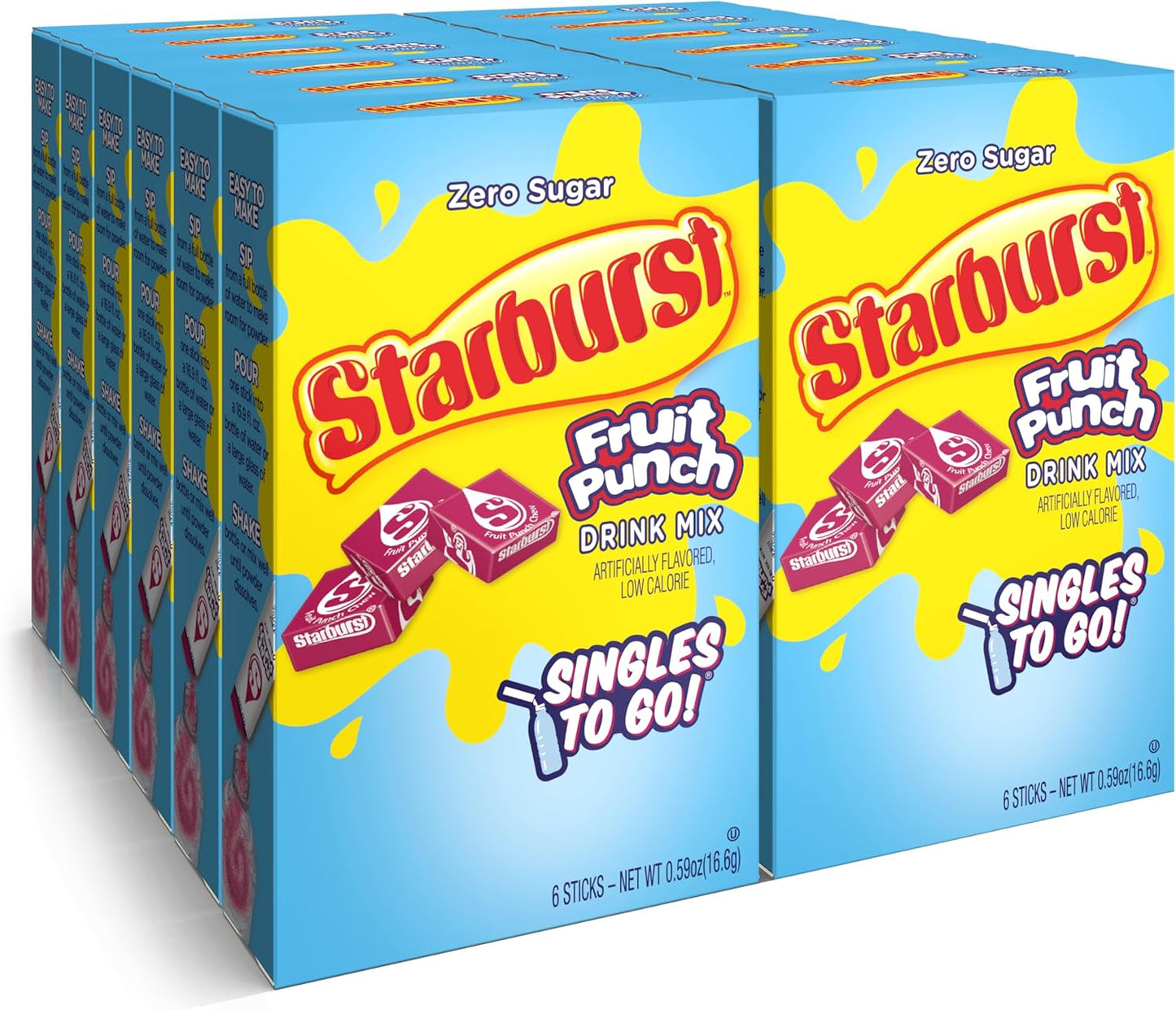 Starburst Duos Singles To Go Powdered Drink Mix  6 Packets Each  1pc
