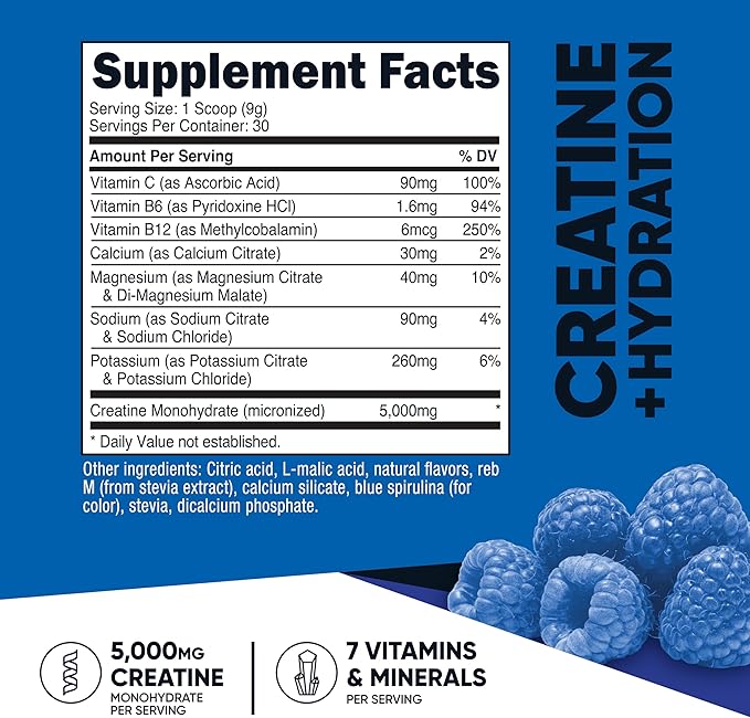 Nutricost Creatine Monohydrate + Hydration Flavored (30 Servings)