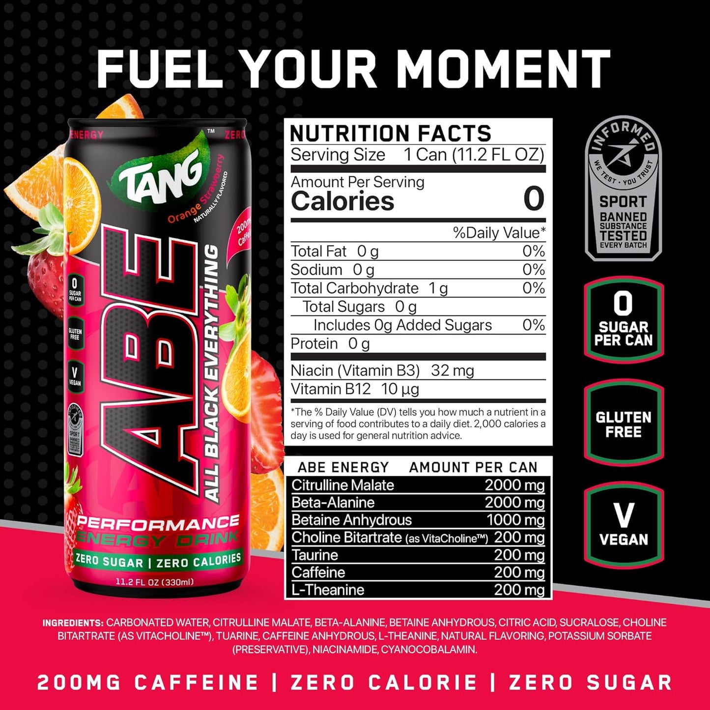 ABE x Tang orange strawberry  Performance Energy Drink 330 ml