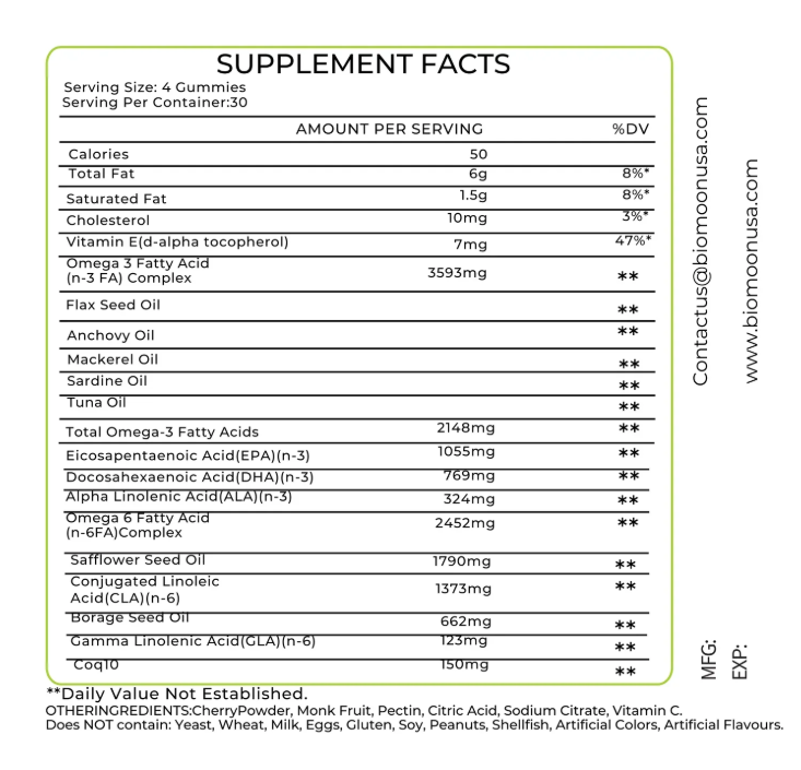 Bio Moon Omega 3 Gummies – Heart, Brain – Cherry Flavor