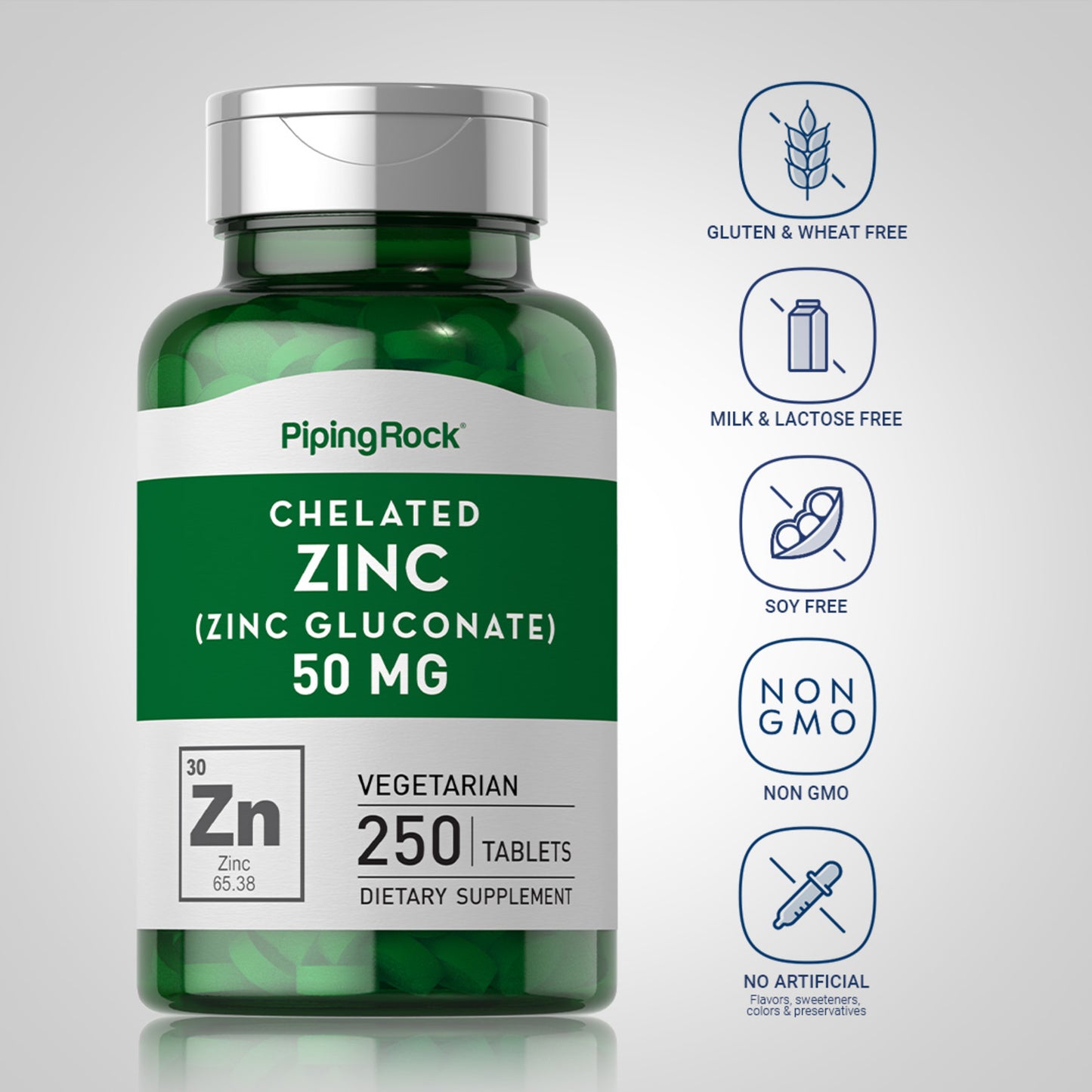 Piping Rock - Chelated Zinc , 50 mg, 250 Tablets