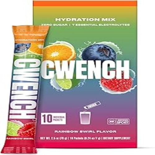 Cwench Hydration Electrolyte Mix + BCAA - Rainbow Swirl 10 Count
