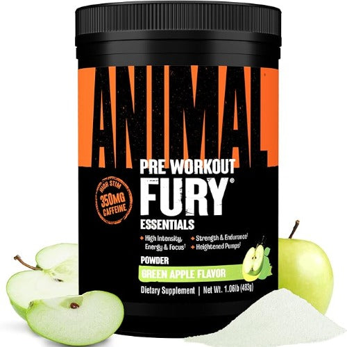 Animal Fury Pre Workout Powder Supplement for Energy and Focus 5g BCAA 350mg Caffeine