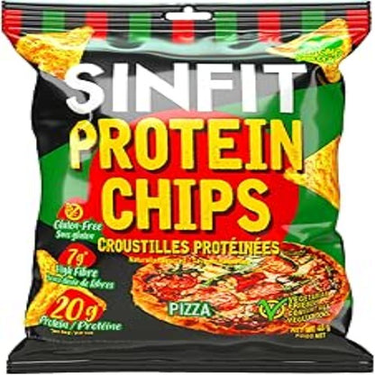 SinFit Protein Chips, 20g Protein/Bag, 50g-Bag, High Fiber, Low Carb, Gluten Free, Pizza 7/box (7 Bags, Pizza)