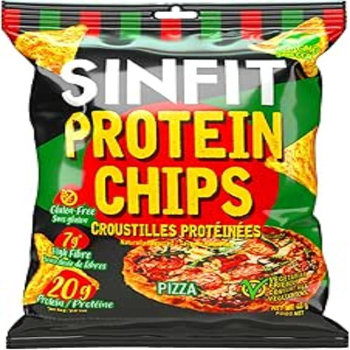 SinFit Protein Chips, 20g Protein/Bag, 50g-Bag, High Fiber, Low Carb, Gluten Free, Pizza 7/box (7 Bags, Pizza)