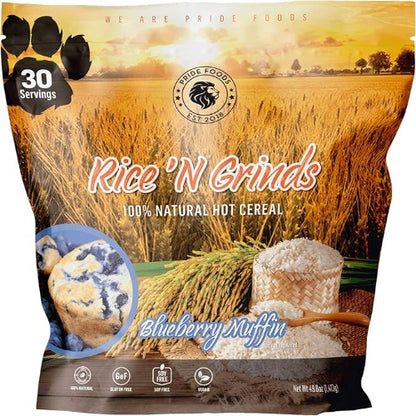 Pride Foods est 2018 Rice 'N Grinds, 100% Natural Hot Rice Cereal, 30 Servings,