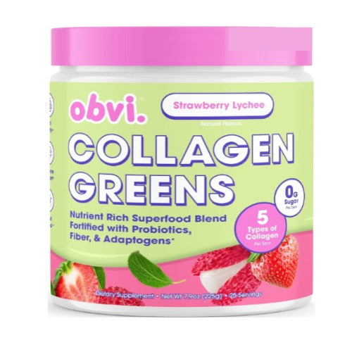 Obvi Collagen Greens Strawberry Lychee 225g 25 serving