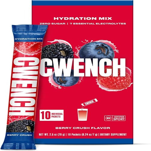 Cwench Hydration Electrolyte Mix + BCAA - Berry Crush 10 Count
