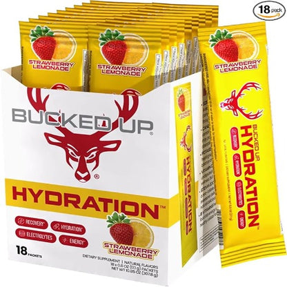 Bucked Up Hydration - Strawberry Lemonade | Electrolyte and Hydration Powder Drink Mix