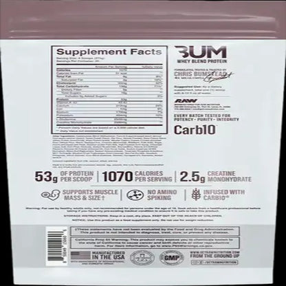 RAW CBUM MASS GAINER Cookie and Cream 12 LBS 20 Serving