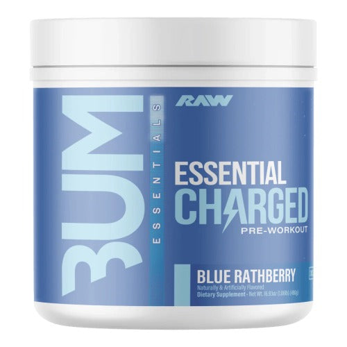 Raw Nutrition - Essentials Charged Pre Workout bleu rathberry 25 serving