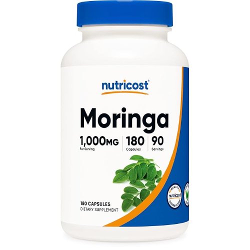 Nutricost Moringa Capsules 500mg, 180 Capsules (90 Servings) - Vegetarian Capsules, Non-GMO, Gluten Free