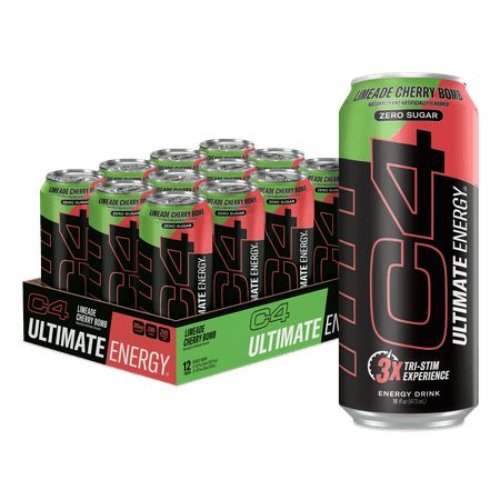 C4 Ultimate Energy Drink, Cherry Limeade Flavor, Zero Sugar, Carbonated, 16 oz 1 pc